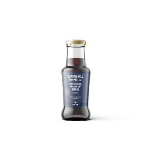 Bottle of Prairie Hill Farms Original Haskap BBQ Sauce made with bold haskap berries
