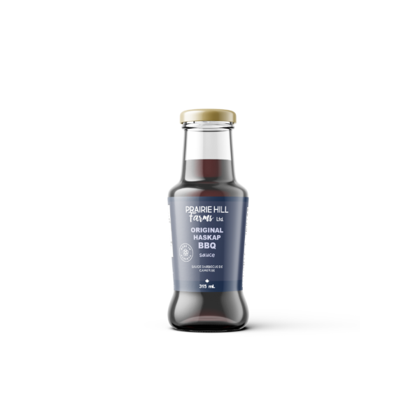 Bottle of Prairie Hill Farms Original Haskap BBQ Sauce made with bold haskap berries